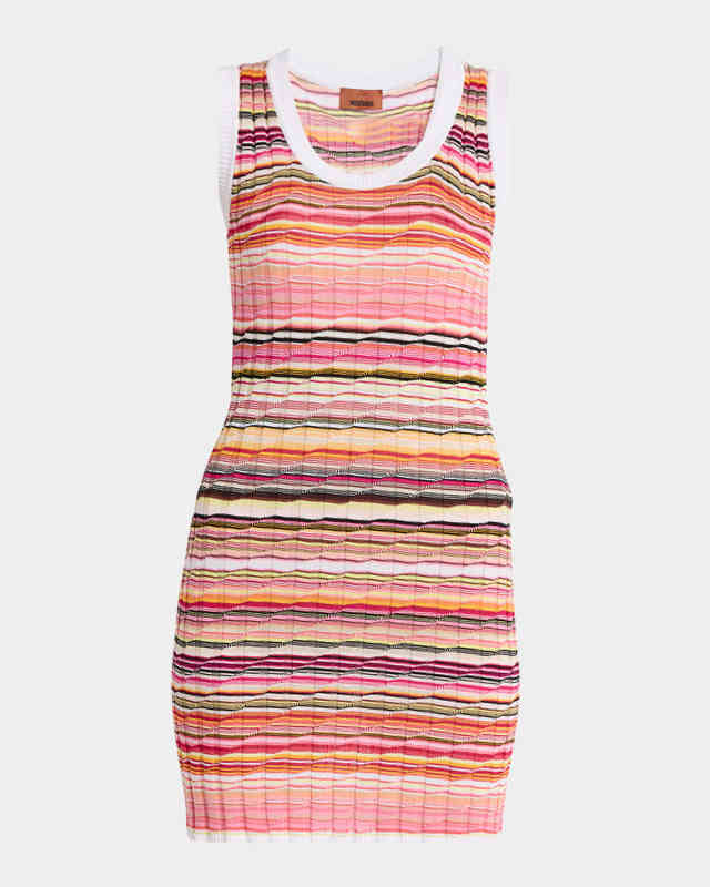 Striped Rib Sleeveless Mini Dress